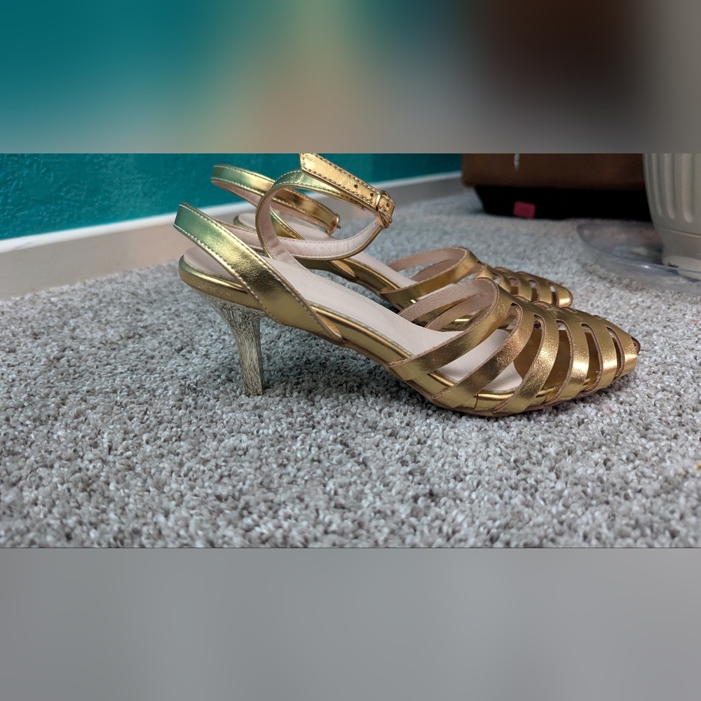 Gold Strappy Women's Sandals